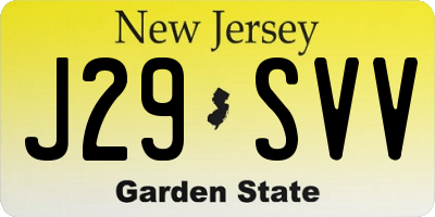 NJ license plate J29SVV