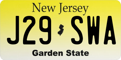 NJ license plate J29SWA