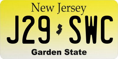 NJ license plate J29SWC