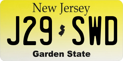 NJ license plate J29SWD
