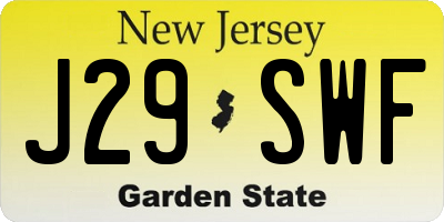 NJ license plate J29SWF