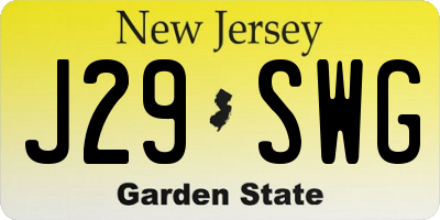 NJ license plate J29SWG
