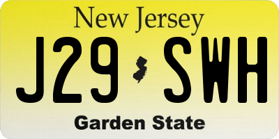 NJ license plate J29SWH