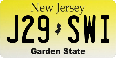 NJ license plate J29SWI
