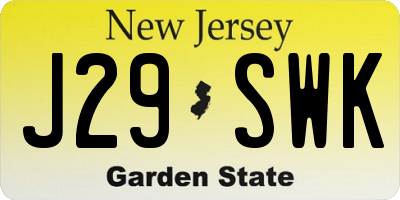 NJ license plate J29SWK