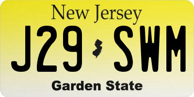 NJ license plate J29SWM