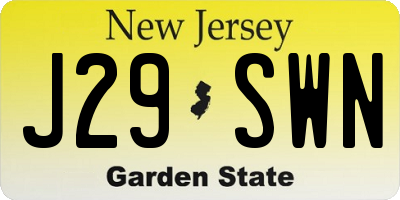 NJ license plate J29SWN