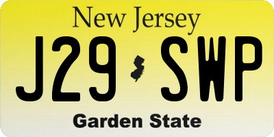 NJ license plate J29SWP