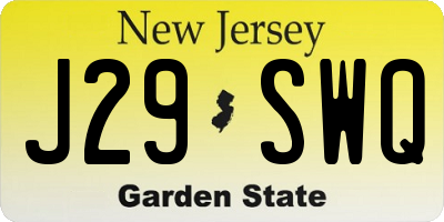 NJ license plate J29SWQ