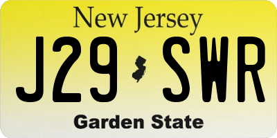 NJ license plate J29SWR
