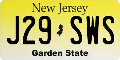 NJ license plate J29SWS