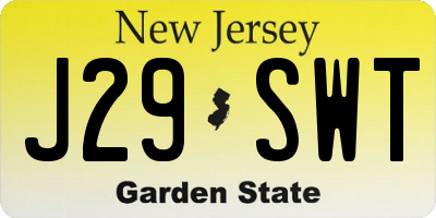 NJ license plate J29SWT