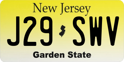 NJ license plate J29SWV