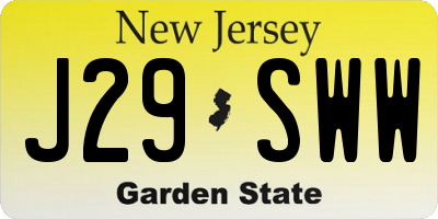NJ license plate J29SWW