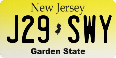 NJ license plate J29SWY