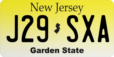 NJ license plate J29SXA