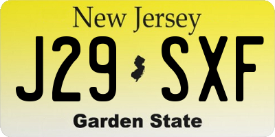 NJ license plate J29SXF