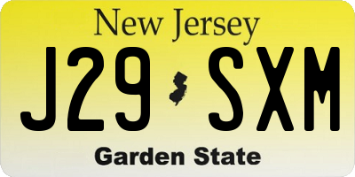 NJ license plate J29SXM