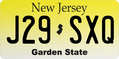 NJ license plate J29SXQ