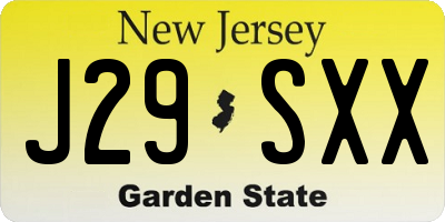 NJ license plate J29SXX
