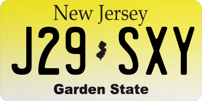 NJ license plate J29SXY