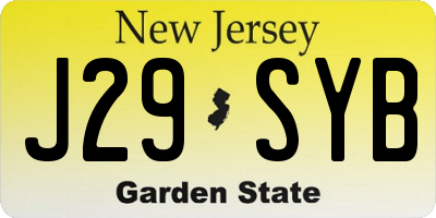 NJ license plate J29SYB