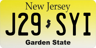 NJ license plate J29SYI
