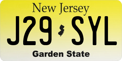 NJ license plate J29SYL