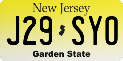NJ license plate J29SYO
