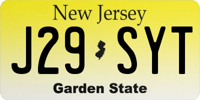 NJ license plate J29SYT