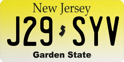 NJ license plate J29SYV