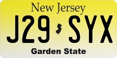 NJ license plate J29SYX