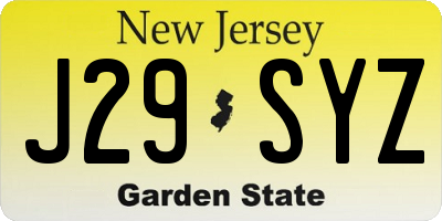 NJ license plate J29SYZ