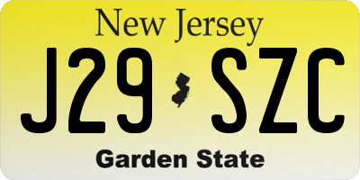 NJ license plate J29SZC