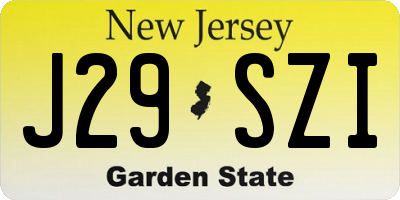 NJ license plate J29SZI