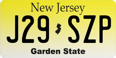 NJ license plate J29SZP