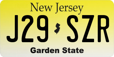 NJ license plate J29SZR