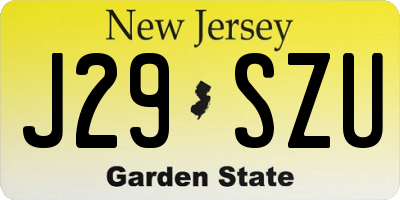 NJ license plate J29SZU