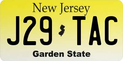 NJ license plate J29TAC