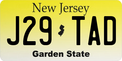 NJ license plate J29TAD
