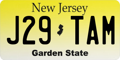 NJ license plate J29TAM