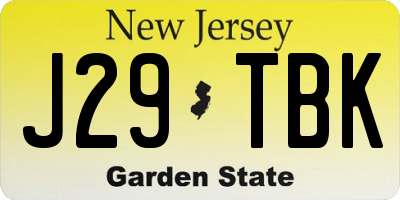 NJ license plate J29TBK