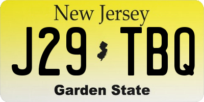 NJ license plate J29TBQ
