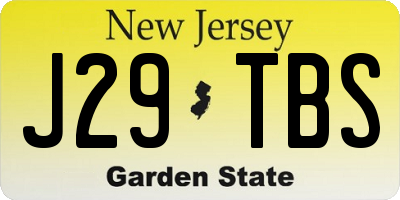 NJ license plate J29TBS