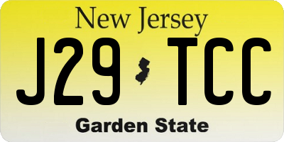 NJ license plate J29TCC