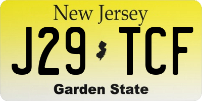 NJ license plate J29TCF