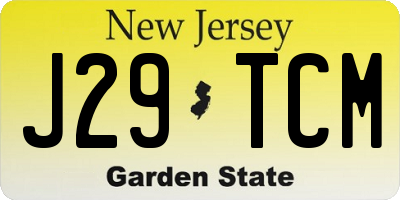 NJ license plate J29TCM
