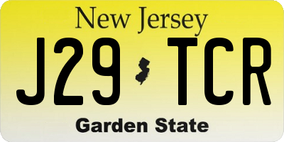 NJ license plate J29TCR