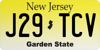 NJ license plate J29TCV