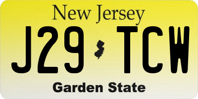 NJ license plate J29TCW